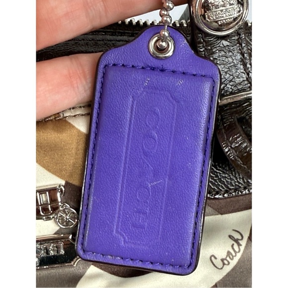 Coach Madison Ivory Brown & Purple Chainlink Signature Tote Purse - Picture 14 of 15